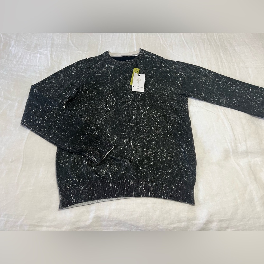 Robert Graham | Men's Small | Black Taurus Linen Cotton Crew Neck Sweater NWT - Picture 1 of 11